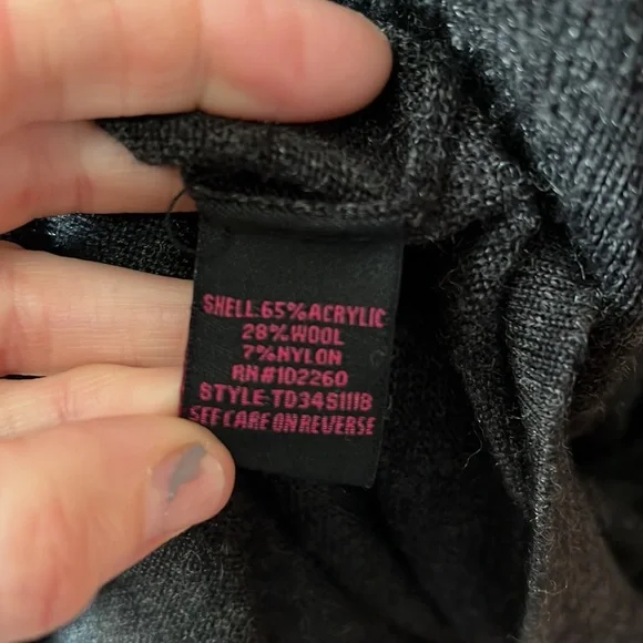 3/$20 Vintage BB Dakota Dark Gray Fit & Flare Mock Turtleneck Sweater Size 1/S - Picture 5 of 5